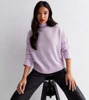 New Look Petite Lilac Knit High Neck Long Sleeve Jumper